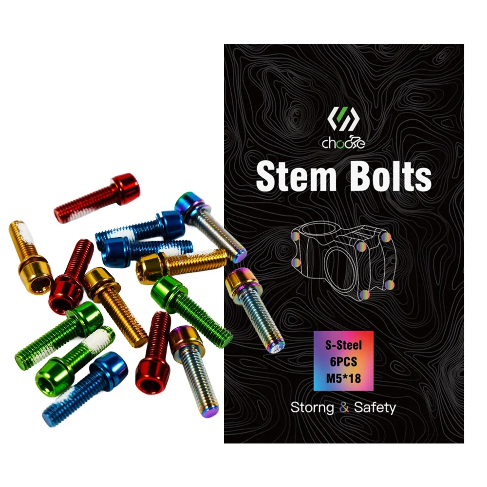 

Болты выноса велосипеда Chooee, 6 шт. M5x18 мм, винты выноса руля из стального сплава, для MTB шоссейного велосипеда, запасная часть выноса велосипеда в сборе