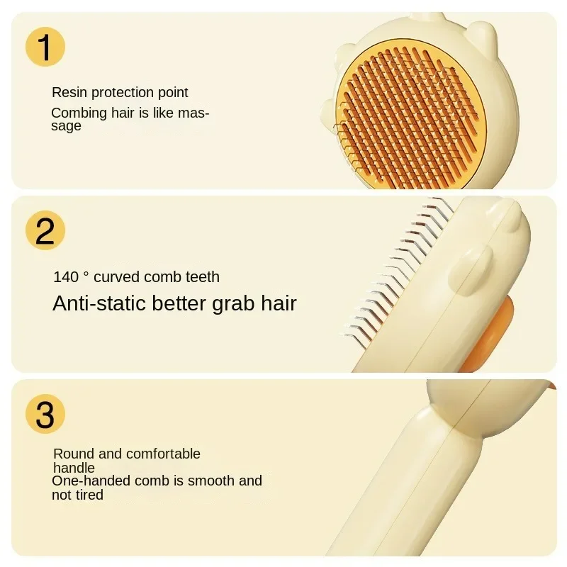 Self Cleaning Slicker Brush for Dog Cat Pet Comb Remover Undercoat Tangled Hair Massages Particle Cat Combs Improves Circulation