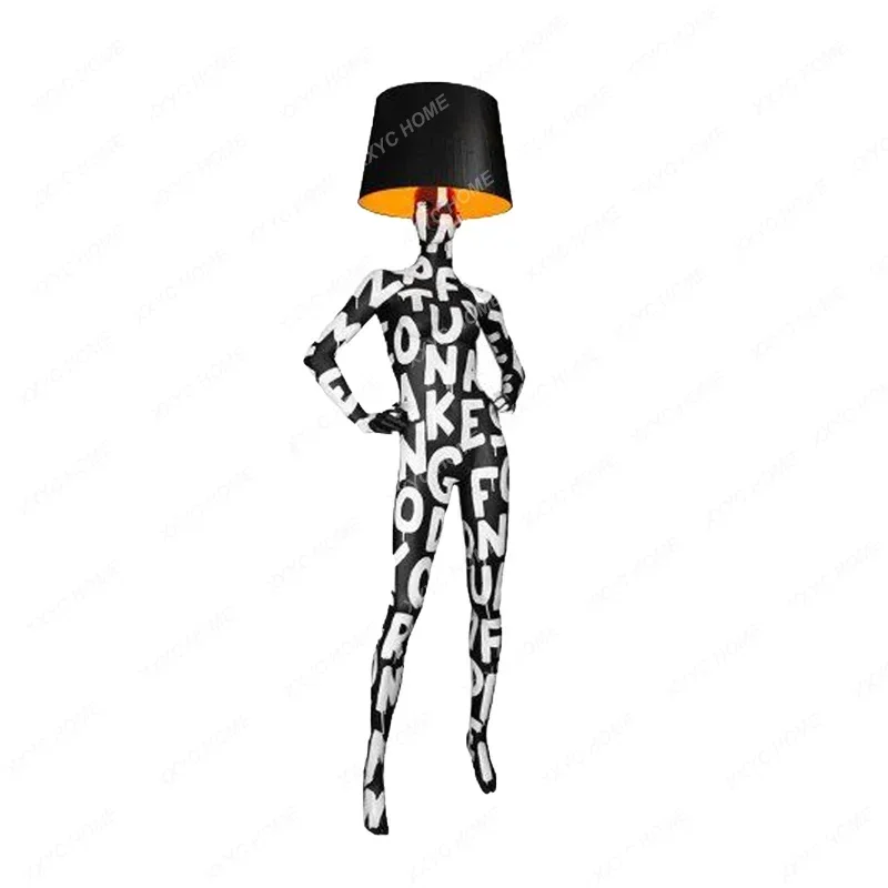 Fashion Creative Color Painted Mannequin Floor Table Lamp FRP Personality Sculptured Ornaments