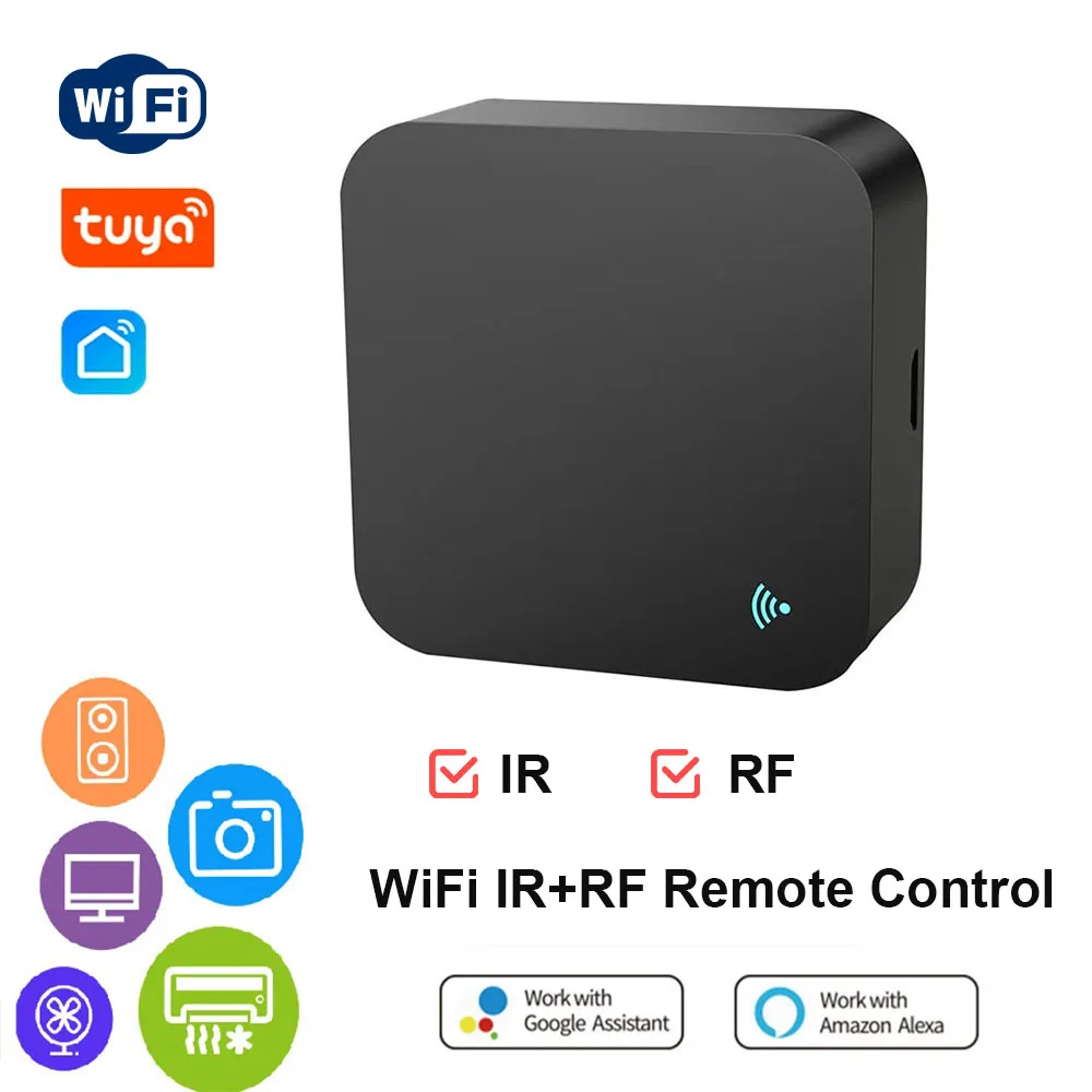 Tuya WiFi IR RF Universal Remote Control Smart Blaster for Air Conditioner Fan TV DVD Support Alexa Google Home Yandex Alice