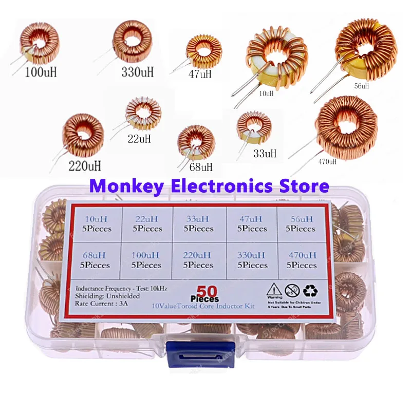 

Magnetic Ring Inductor 10Values 10uH 22uH 33uH 56uH 68uH 100uH 330uH 470uH Box Wound Oil Magnetic Ring Box Electromagnetic Indu