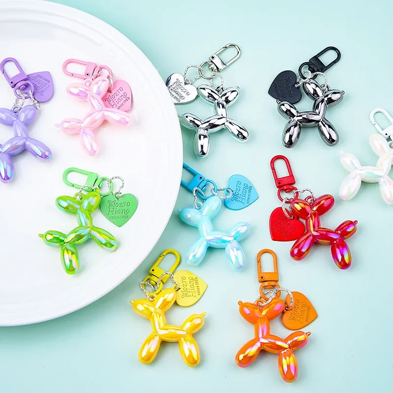 

DIY Candy Color Sweet Resin Balloon Dog Keychain For Women Girls Animal Shaped Phone Chain Key Buckle Accessories Bag Pendant