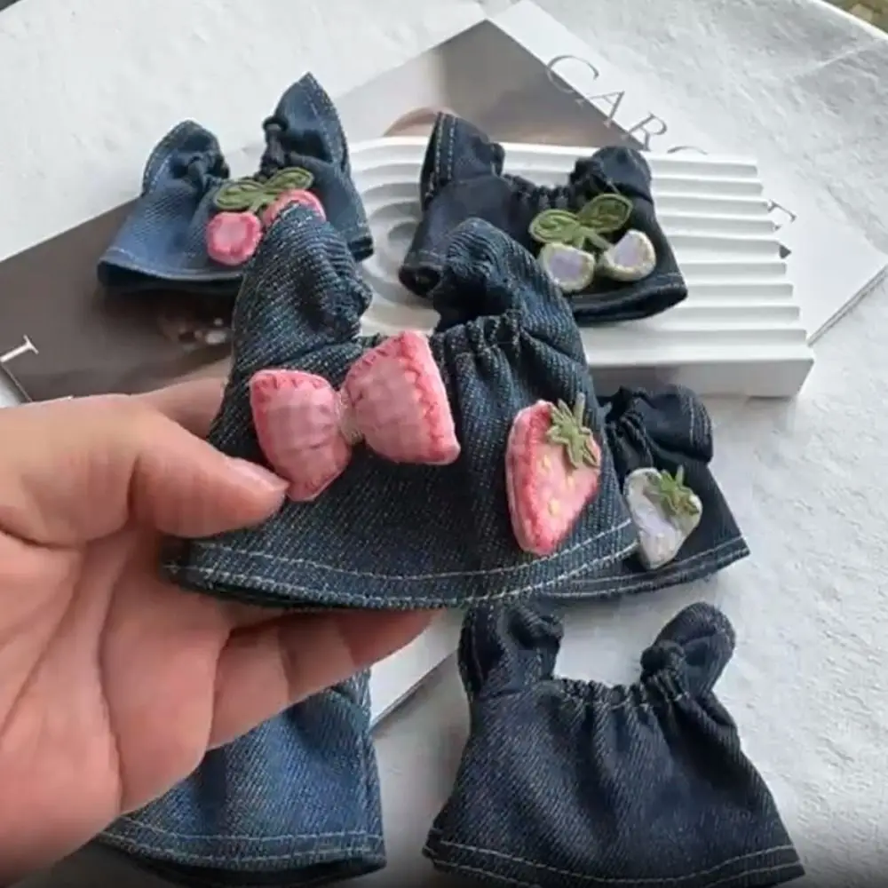 Fashion Cherry Bow Shirt Cotton Doll Clothes Jeans Shorts Blue Jeans Shirt Pants 10cm Doll Trousers Clothes Doll Accessories Toy