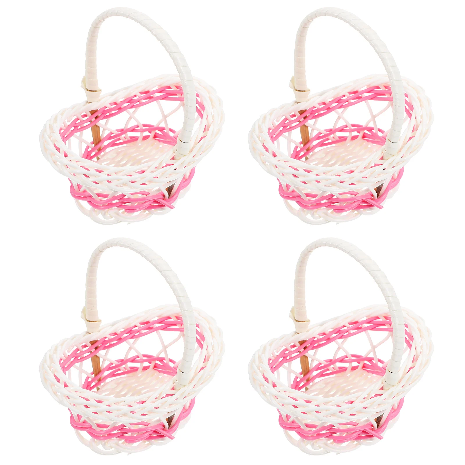 

4Pcs Mini Woven Handheld Baskets Portable Small Storage Decorative Rustic Flower Basket Adornments Home Supplies