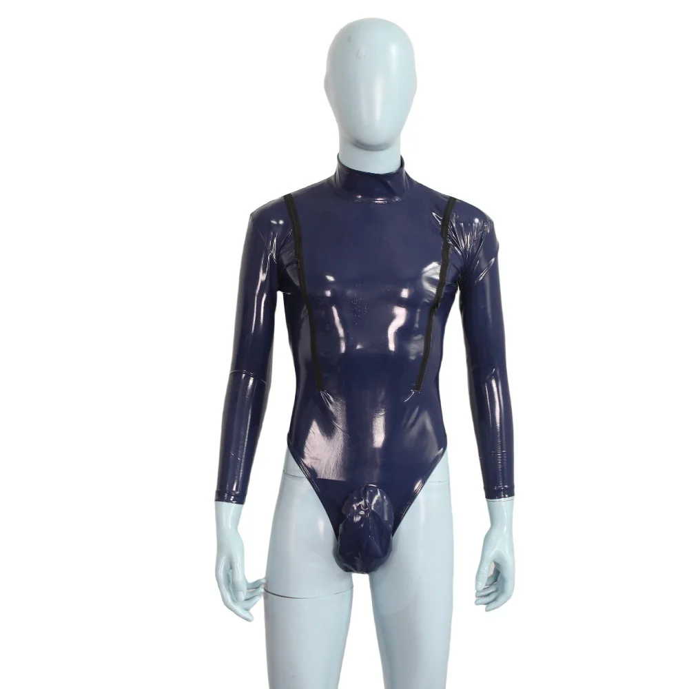 S-4XL سستة مفتوحة التمثال ارتداءها Catsuit لامعة بولي Leather الجلود محدب الحقيبة بذلة جاحظ المنشعب Carapace فتح الصدر الجوارب #1