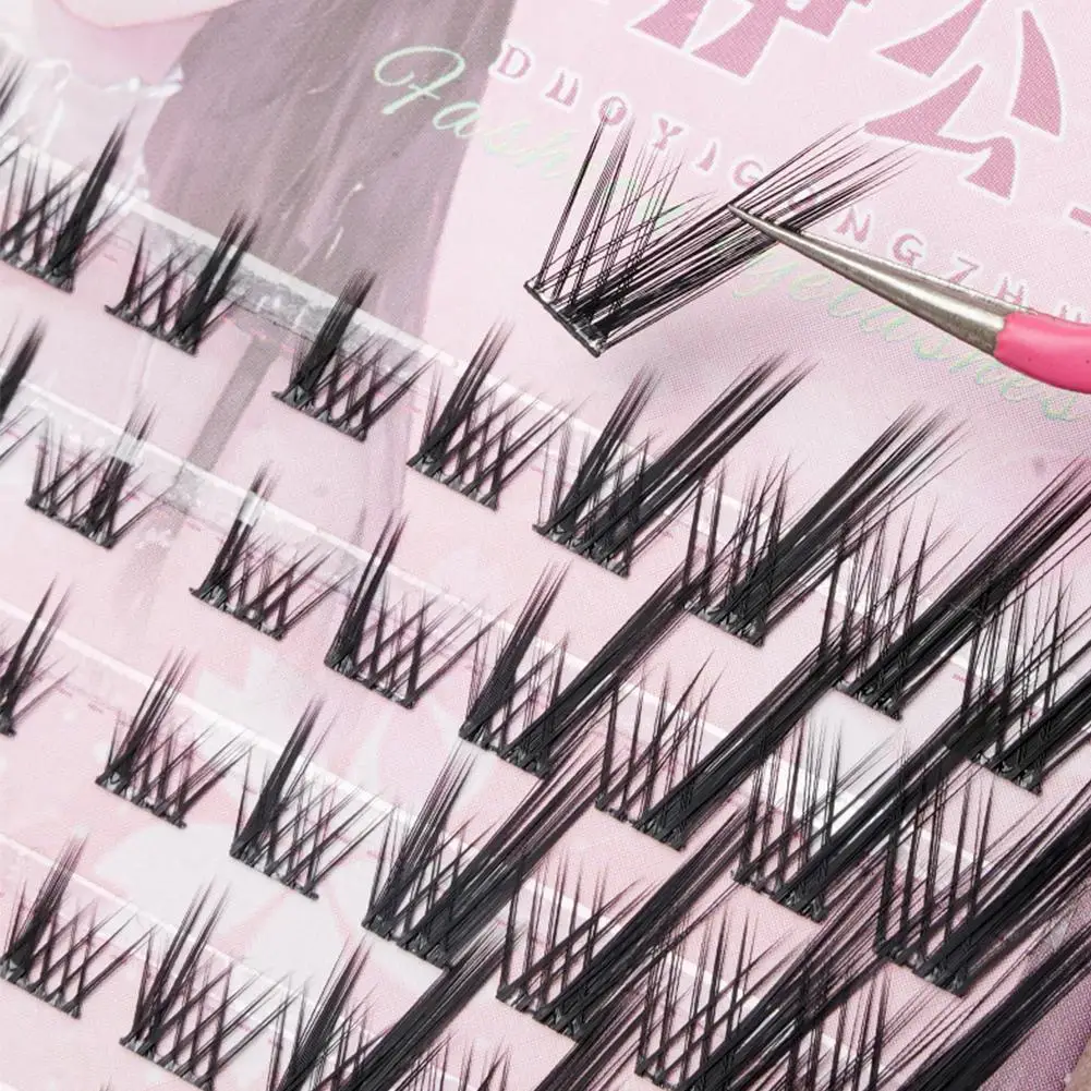 Cílios postiços fofos com efeito de olho de raposa, reutilizáveis, faça você mesmo, segmentados, individuais, extensões de cílios, ampliar os olhos, maquiagem 2025