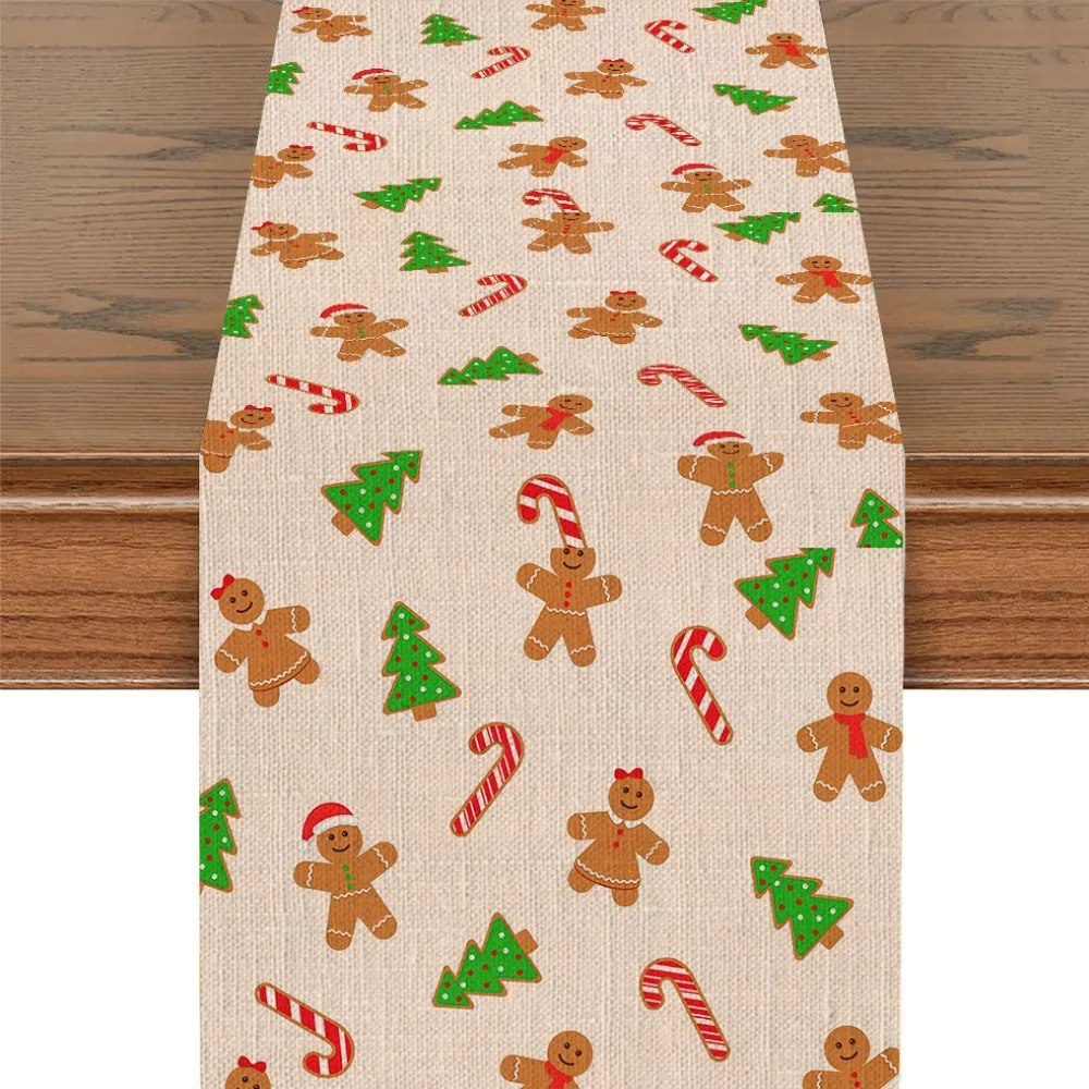 جديد ثلاثية الأبعاد الطباعة الرقمية عيد الميلاد الجدول العلم الكتان طاولة القهوة مفرش المائدة الإبداعية الكرتون شجرة عيد الميلاد مفرش طاولة