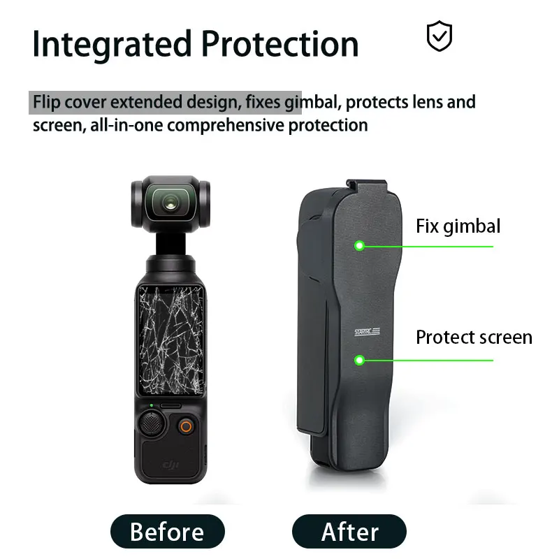 

DJI Osmo Pocket 3: Protective Case Bundle. Features lens & screen protectors, anti - fall flip cover, quick - release case