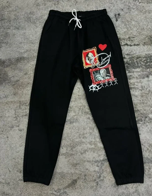 

2025 уличные джоггеры, мужские повседневные черные брюки с эластичной резинкой на талии и графическим принтом ​