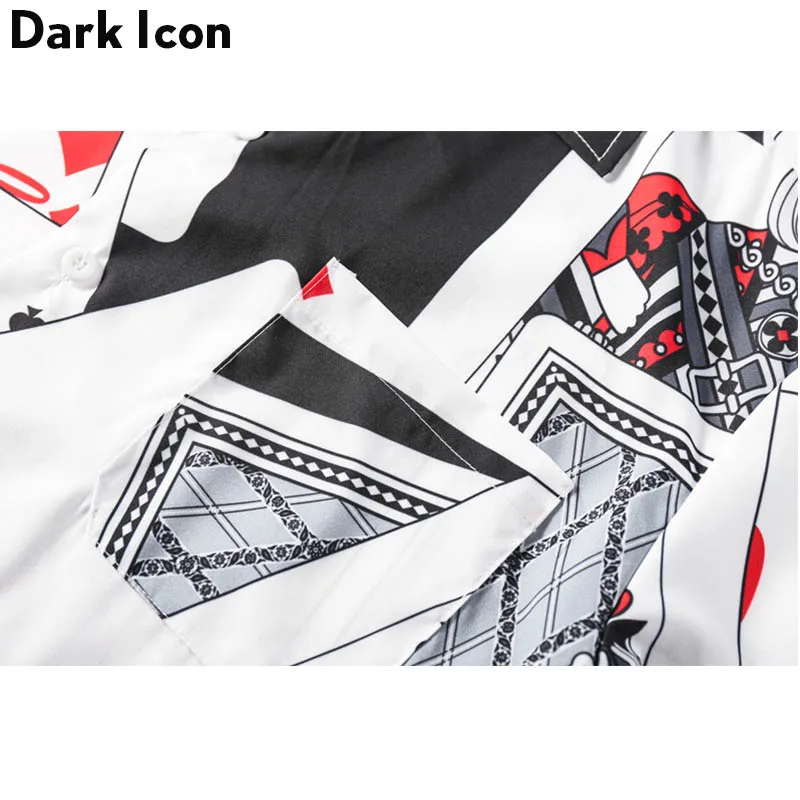 Dark Icon Poker Full Printed Shirts for Men Summer Street Men\'s Shirt Thin Material Hawaiian Shirts Male Top