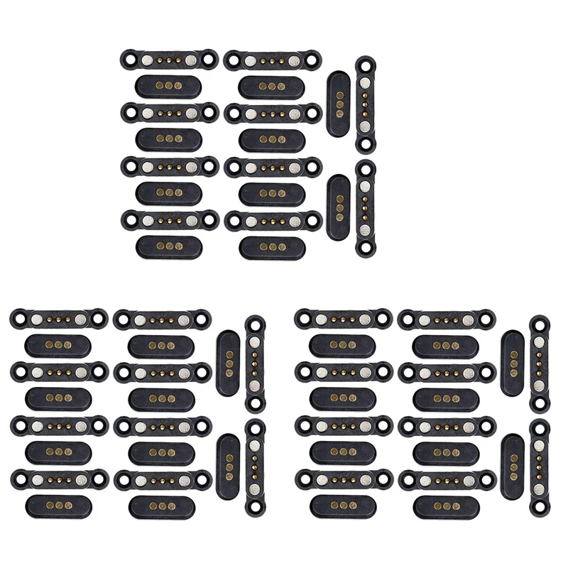 30 Pairs Spring Loaded Magnetic Pogo Pin Connector 3 Positions Magnets Pitch 2.3 Mm Through Holes Male Female Probe