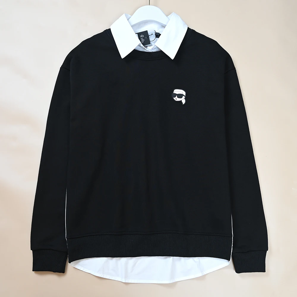 

Свободная женская толстовка с длинным рукавом и воротником-рубашкой, с декоративными вставками на спине, осенне-зимняя, новый стиль, для повседневной носки, комфортная