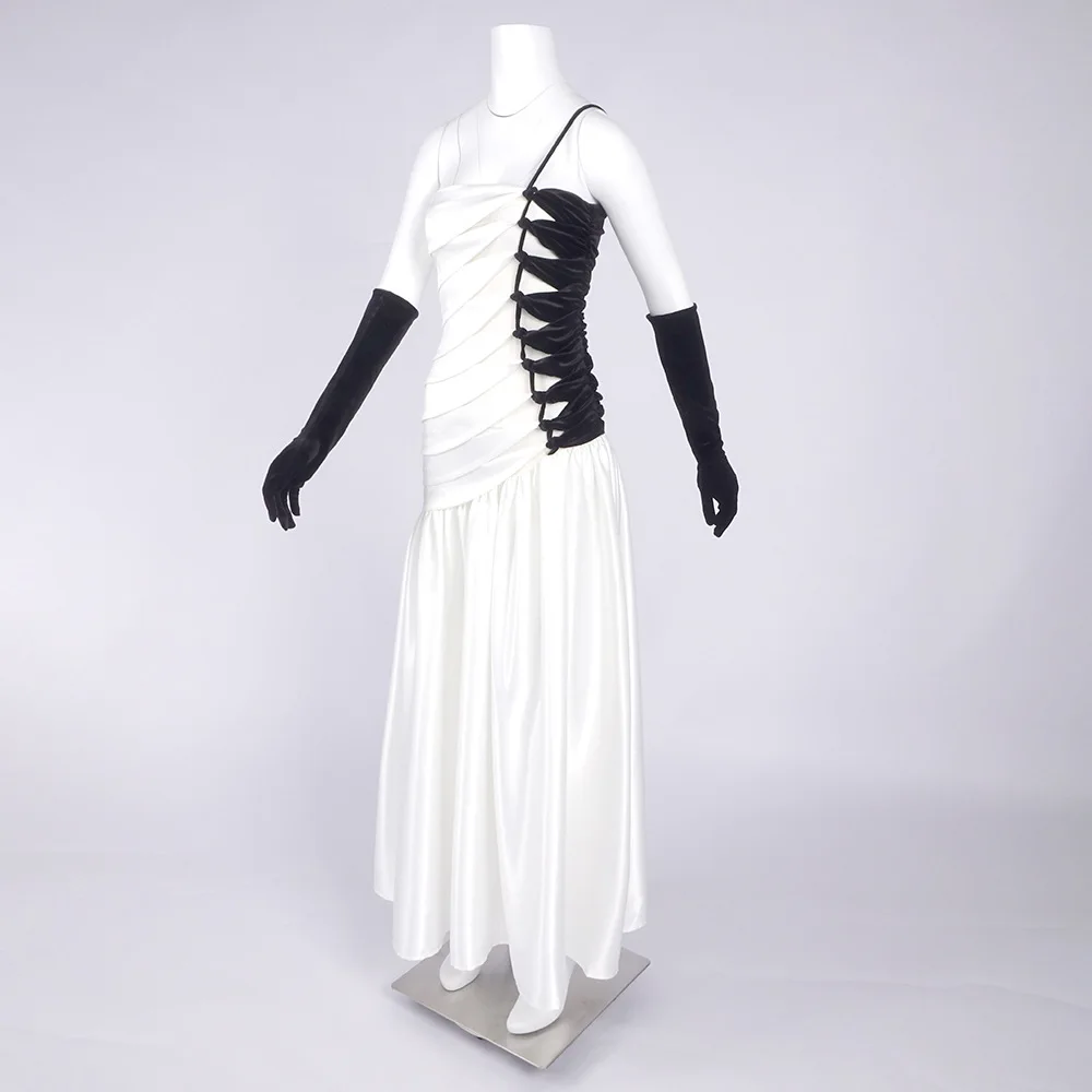 TWOTWINSTYLE Hit Kleur Sheer Gesplitste Ruches Elegante Jurken voor Vrouwen Strapless Mouwloze Patchwork Plooien Jurk Vrouwelijke Mode