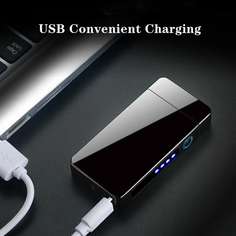 Power Display Rechargeable Dragon Lighter Outdoor Windproof USB Flameless Pulse Double Arc Lighter Touch Sensitive Men\'s Gadget