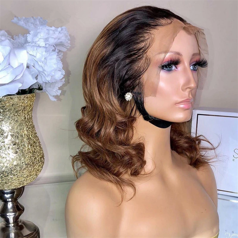 

Glueless Lace Frontal Wigs Human Hair 13x4 Ash Brown with Honey Brown Highlights Loose Deep Wave Lace Wig Sale for Woman