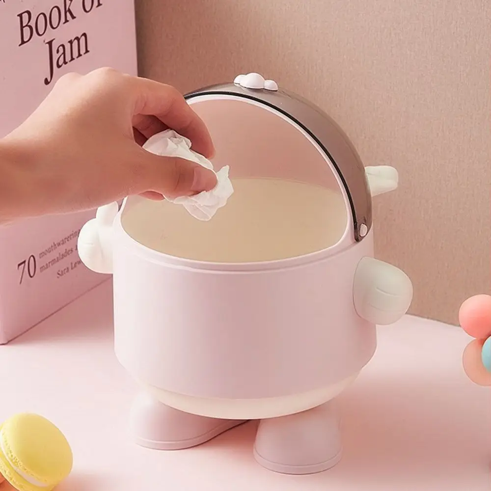 

Симпатичный пылезащитный настольный ящик для хранения с крышкой, вместительное мусорное ведро, пластиковое ведро для хранения в общежитии