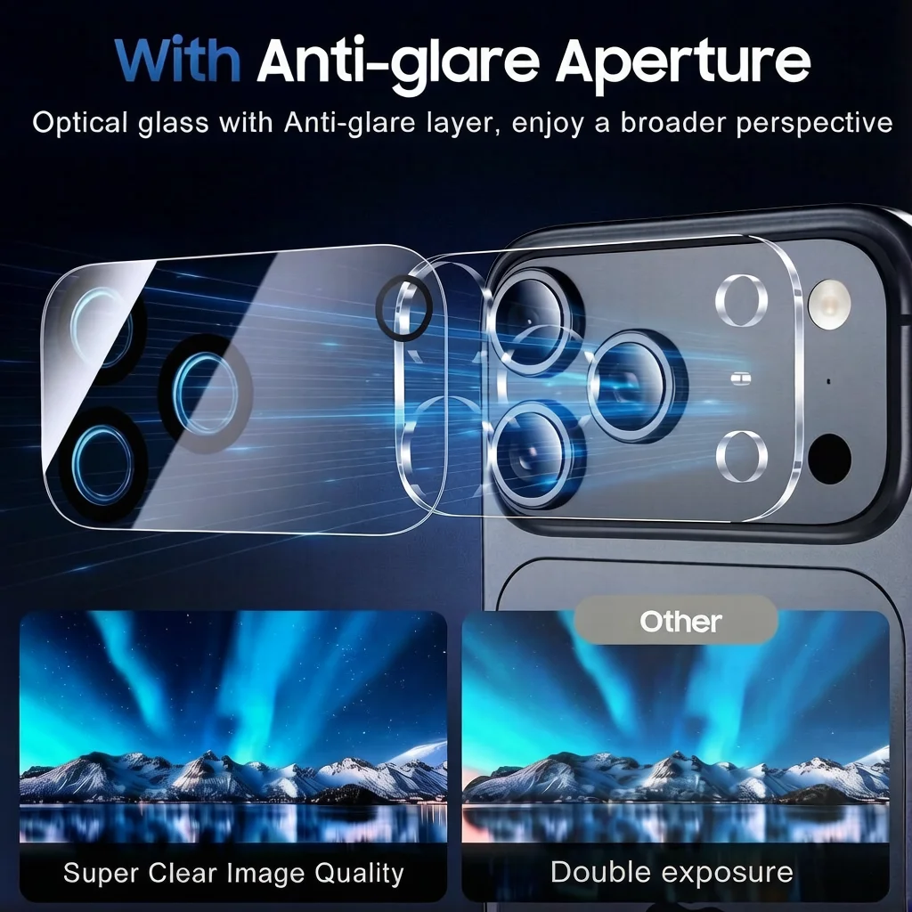 3 Pack 9H Tempered Glass Camera Lens Protector For iPhone 17 16 15 14 13 12 11 Pro Max Ultra Clear Scratch Resistant Bubble Free