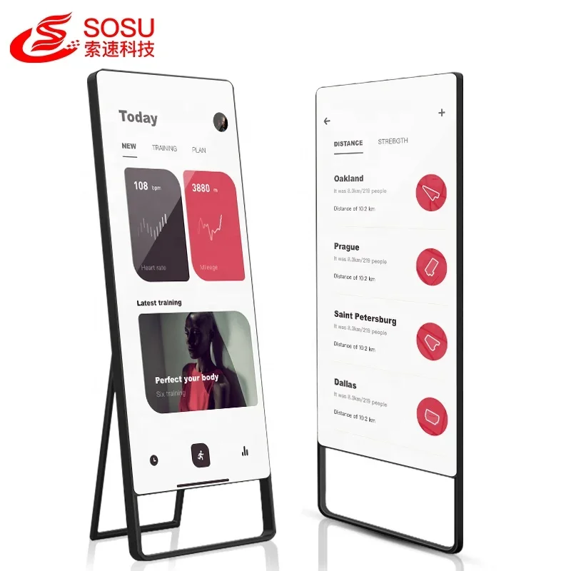 Chinese Factory Fitness Room Mirrors Workout Virtual Mirror Fitting Smart Mirror