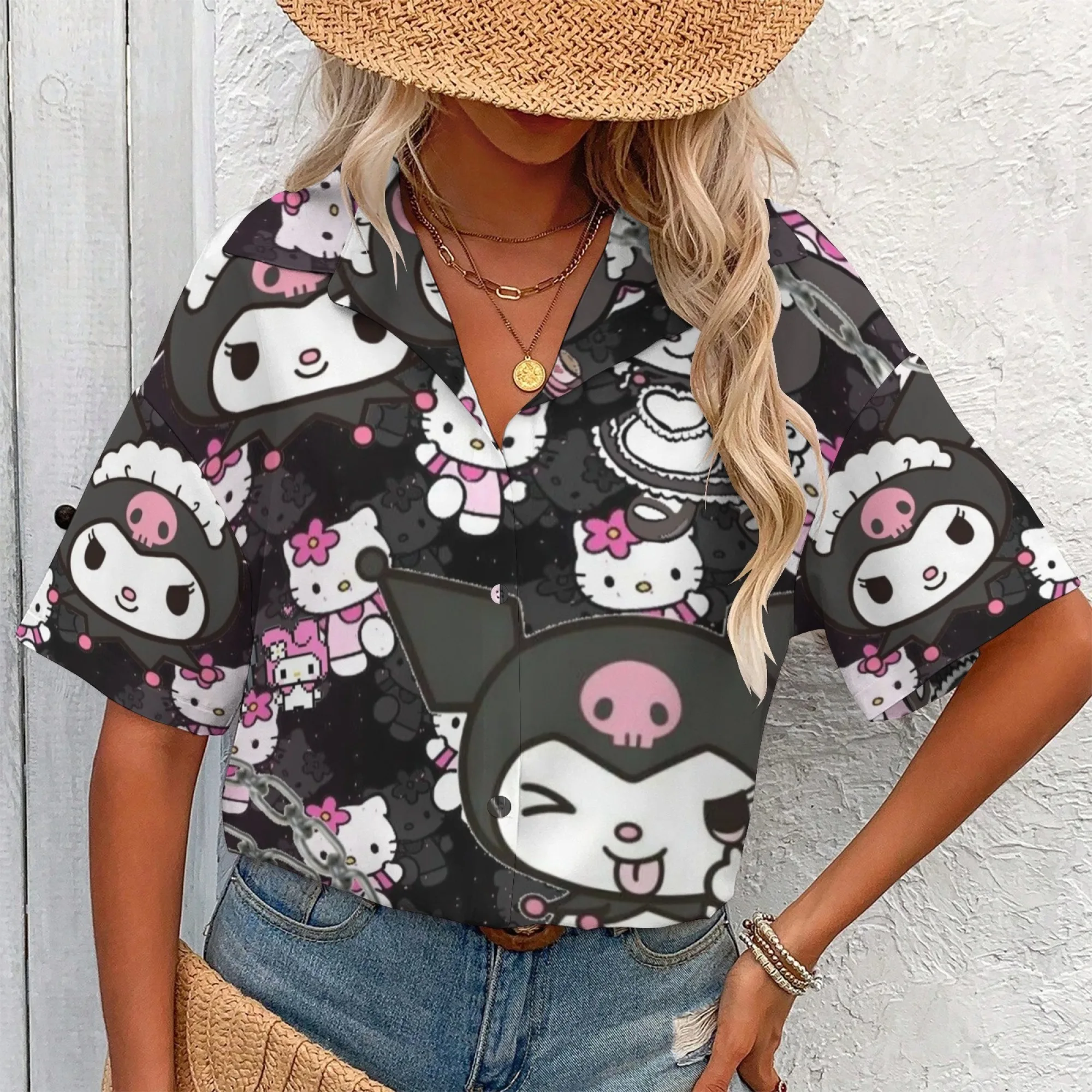 قميص وأقلام كورومي قمصان كورومي جرافيك تي شيرت نسائي ملابس نسائية مراجعات كورية العديد من ملابس الفتيات ملابس Y2k