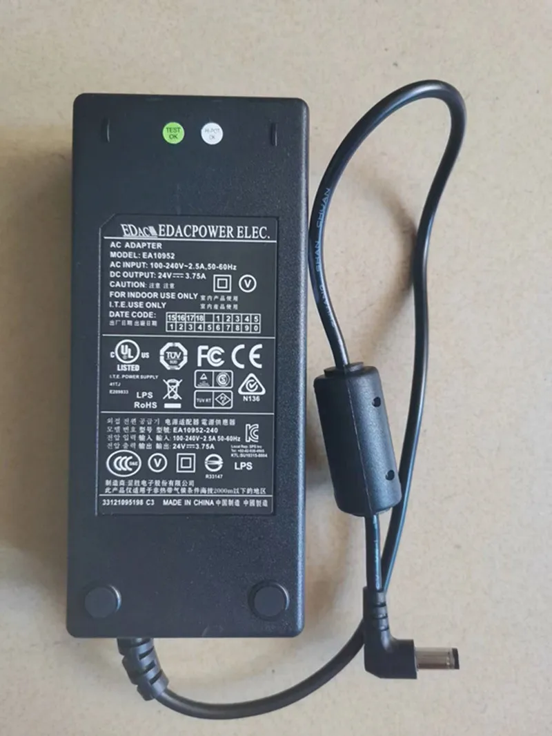 

Genunie EDAC EA10952 24V 3.75A 90W 5.5x2.5mm AC Adapter For ENERTRONIX EXA0904YJ Power Supply Fits EA10952E EA10953 EA11013C-240