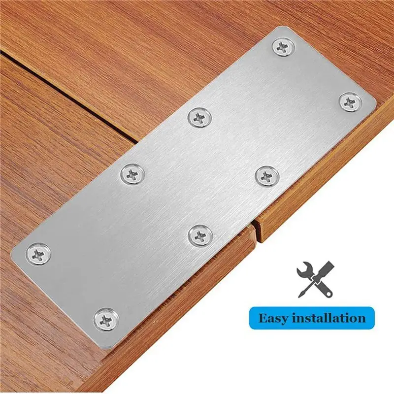 DT17 8 Pcs Stainless Steel Flat Mending Plate Bracket 5.5x2 Inch with Screws, for Furniture Wood Door