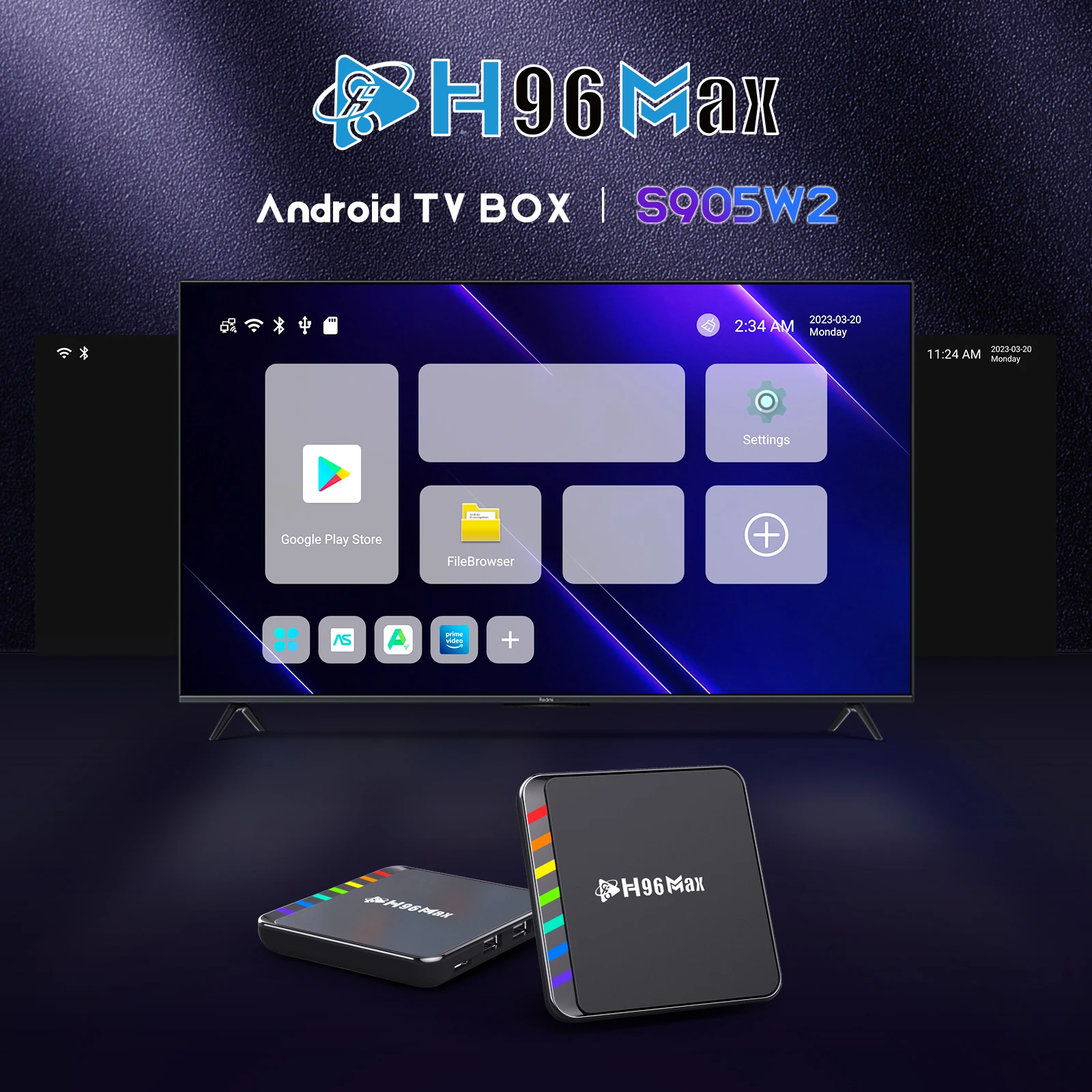 H96 Max W2 Android Smart TV Box Android 11.0 Amlogic S905W2 4GB 32GB 64GB Wifi6 2.4G&5G BT 4K HDR10+ Media Player Set Top Box