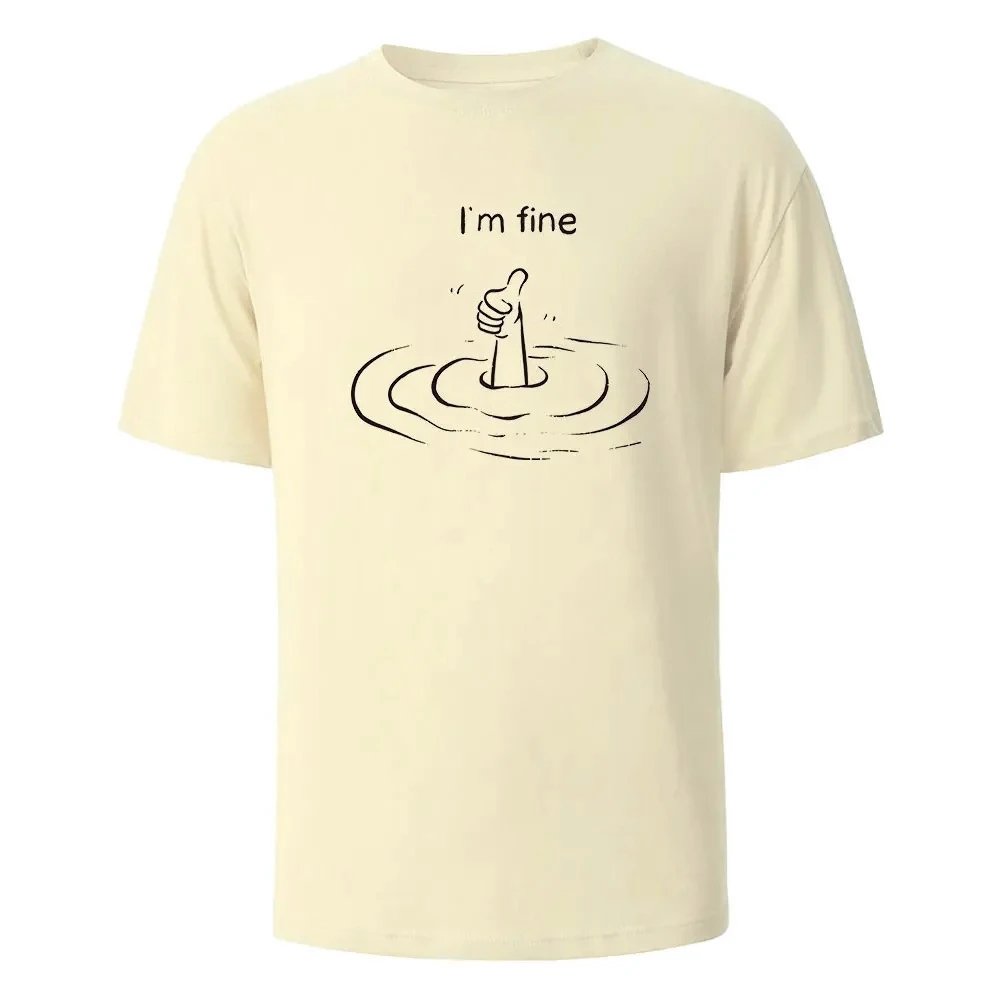 T'm Fine Print T-shirt Nieuwe Zomer Tees voor Vrouwen Ronde Hals Korte Mouw T-shirt Casual Grappige Print Tee Tops Elke Dag kleding