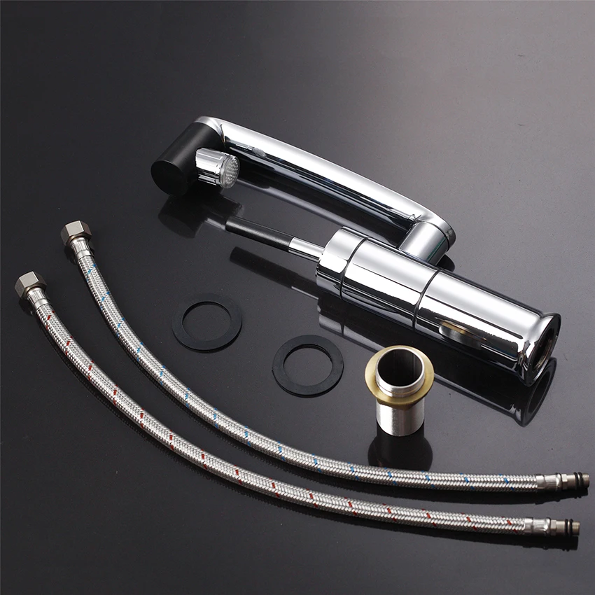 ZAPPO LED Bathroom Sink Faucet with 360 Swivel Arm Single Lever Hot Cold Water Mixer Faucet Deck Mounted 304 Stainless Steel Tap