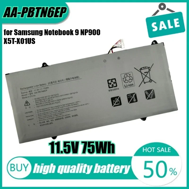 

11.5V 75Wh AA-PBTN6EP Notebook Battery for Samsung Notebook 9 NP900X5T-X01US 900X5T-X01 900X5T-X78L 2018
