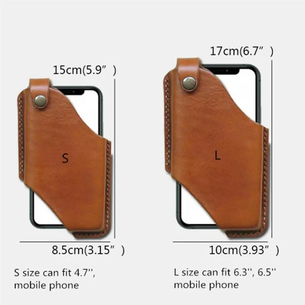 Phone Holster Outdoor Belt Phones Cases Simple Small Size PU Leather Cellphone Holder Case Carrying Holsters L