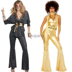 Women Sexy 70'S Rock Disco Hippies Cosplay Costume Adult Halloween 80's Hippies Dance Outfits Carnival Party Performance Costume