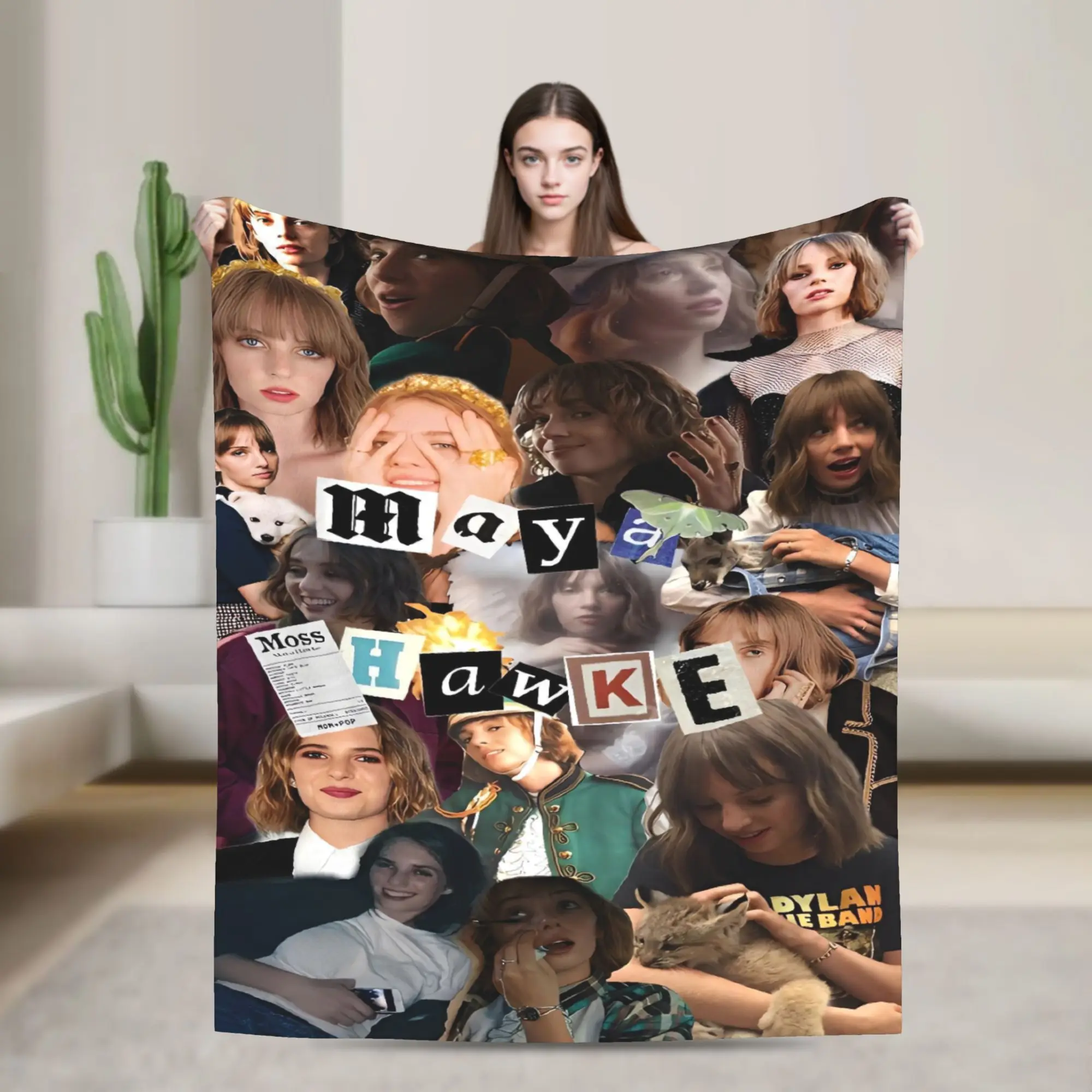 Maya Hawke Abstract Collage Blanket  Super Warm Funny Plush Throw Blanket For Kids Adult Couch Chair Flannel Bedspread Bed Cover