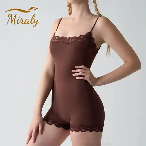 New Women's Square Neck Sexy Lace Bodysuit Sleeveless Spaghetti Strap Jumpsuit Solid Color Slimming Bodycon Rompers Tank Tops