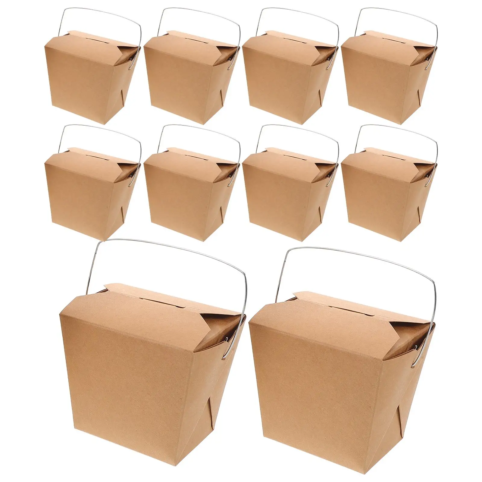 

Chinese Takeout Boxes Wire Handle Containers Hot Cold Food Paper Pail Mini Party Favor Wedding Small Restaurant Takeaway