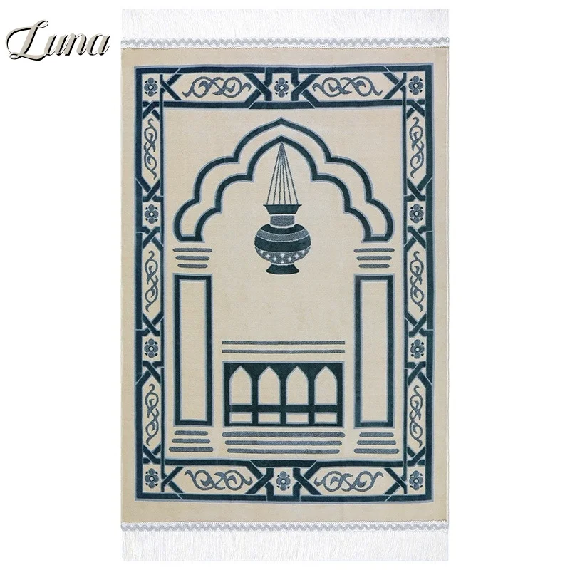 

Geometric Muslim Prayer Mat Short Plush Soft Islamic Prayer Rug Worship Carpet for Ramadan Gifts Arabic Portable Kneeling Mats