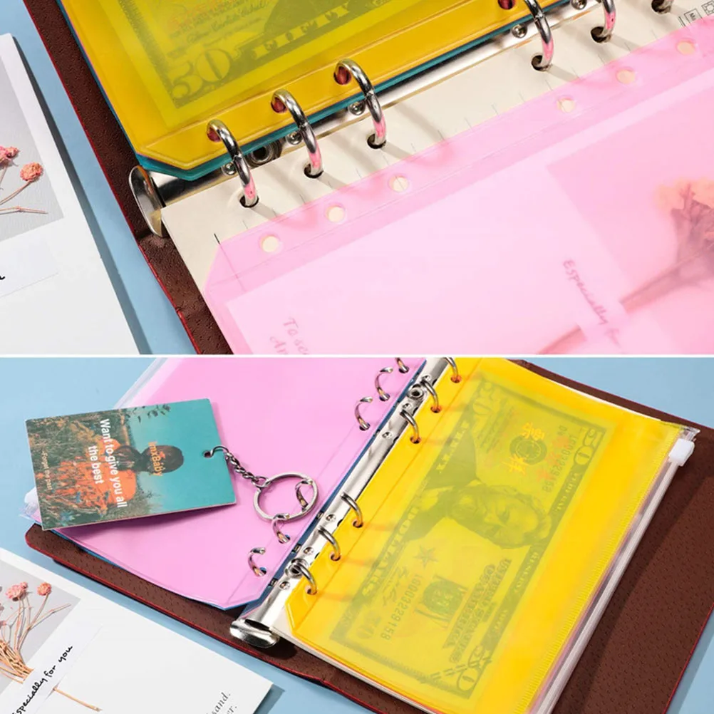 

12 Pcs A6 PVC Document Binder Pockets Waterproof Filing Folders Loose Leaf Pouch Office Supplies Transparent File Bags