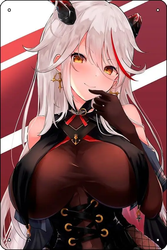 Sexy Aegir Boobs Tits Panty Ass Thighs Butt (Azur Lane AL Lewd Hentai Anime Girl 6) Poster 8 x 12 Inch Funny Metal Tin Sign Game