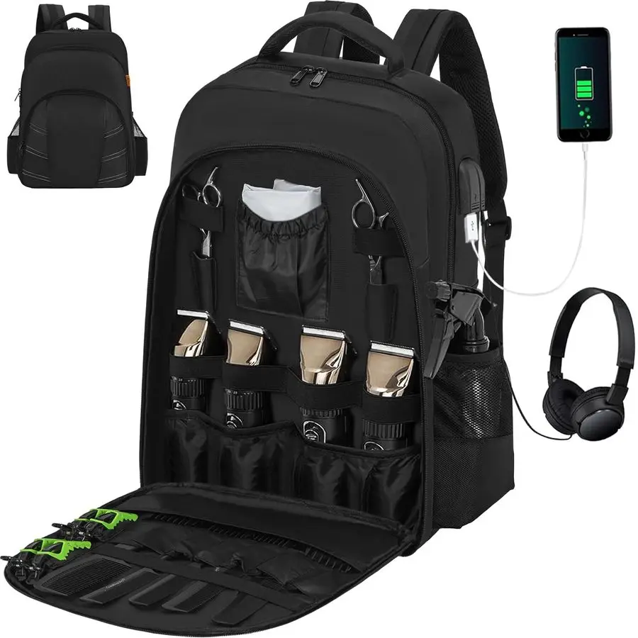 

Supplies Bag, Portable Backpack Bags Organizer for Clippers and Supplies, Travel Hairstylist Clipper Case for Barber Tools with