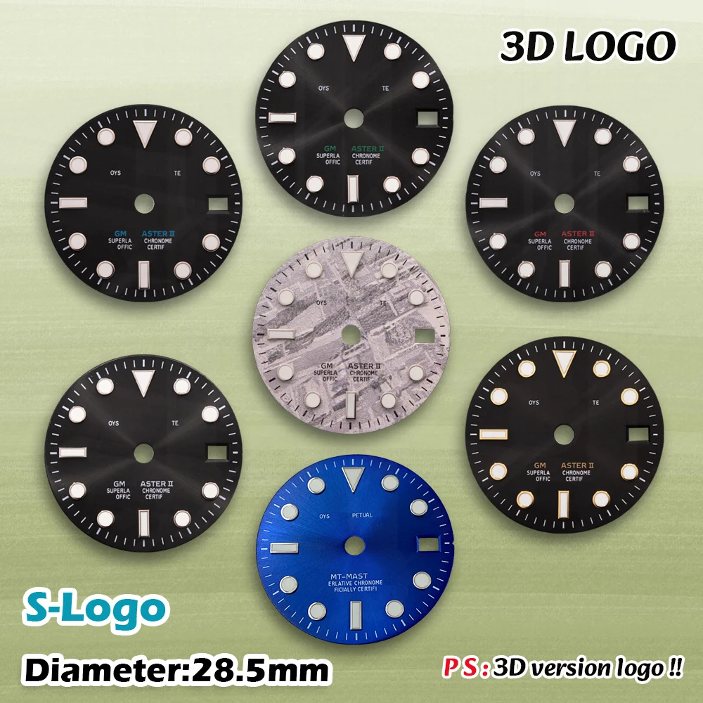

NEW NH34 28.5mm S-Logo GMT Marine Dial - Dual Blue/Green Luminous Mod Part for Diver-Style Auto Watch Modification Accessories
