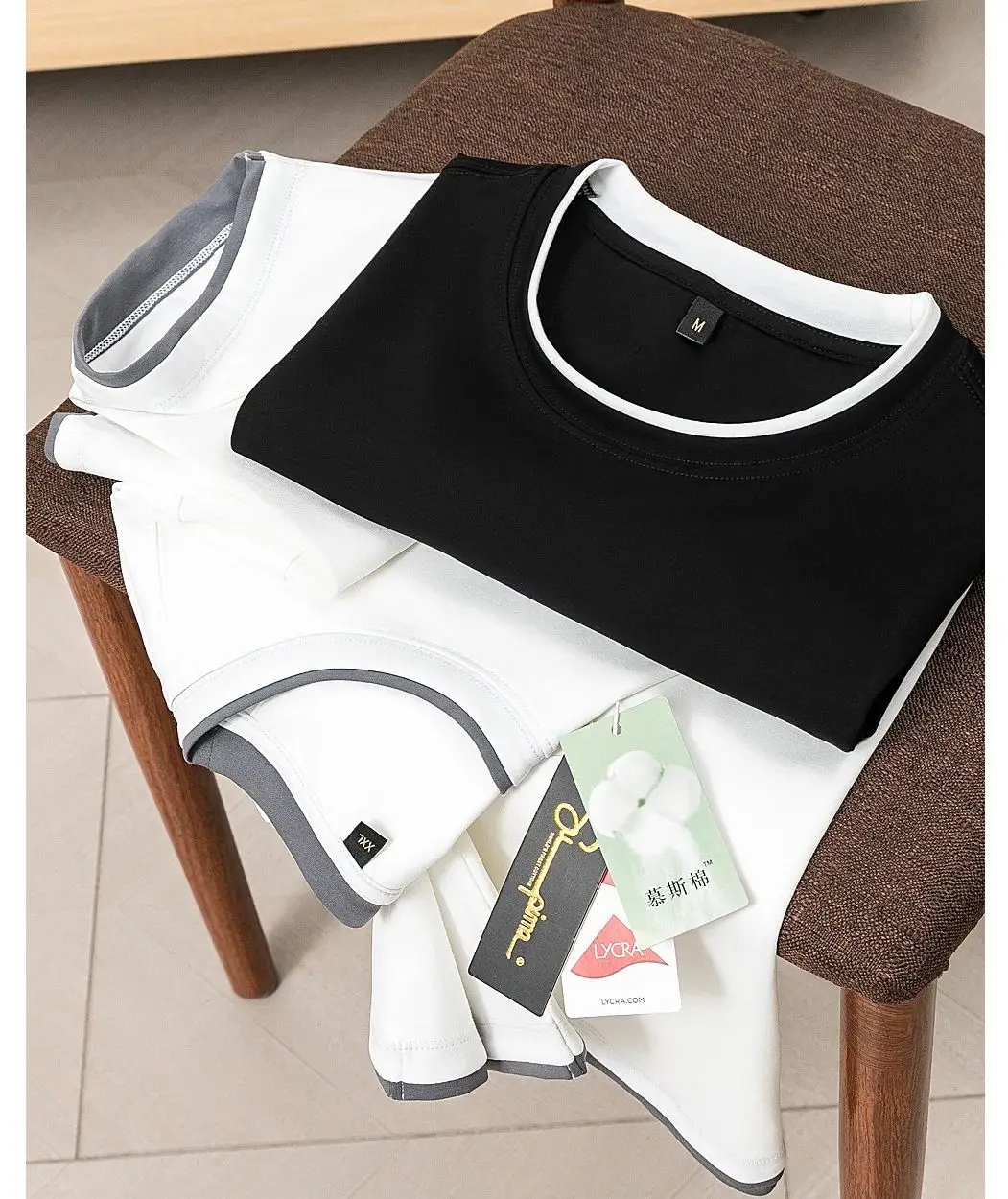 

Luxury 4K2 Fake Two-Piece Supima Cotton Summer High-End Men's Cotton ort Sve Base T-irt round Ne f Sve