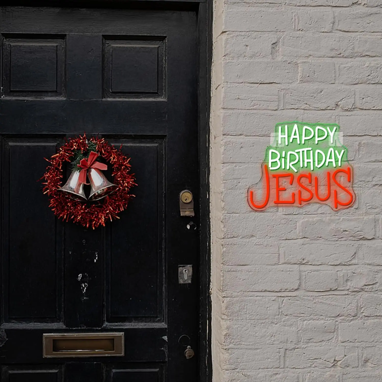 Happy Birthday Jesus Neon Sign Christmas Neon Light USB Dimmable LED Light for Inspirational Christian Home Decorations Gift