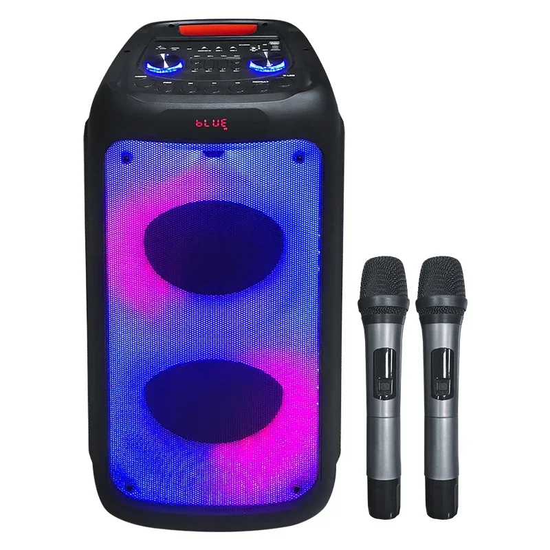 Professional audio  8inch Party Speaker 100W Outdoor LED Light Karaoke function Speaker  with FM metal grill  Speaker L824A1