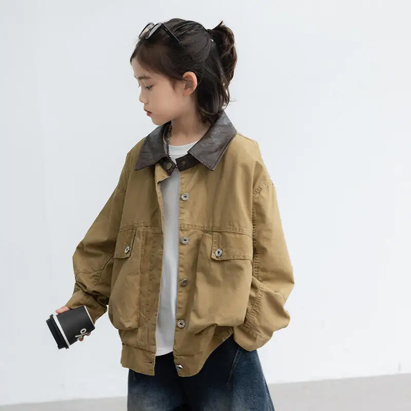 Kawaii فتاة بلوزات على الموضة طالب الربيع والخريف عادية الكرتون منتصف طول التلبيب سترة طويلة الأكمام معطف ملابس الأطفال