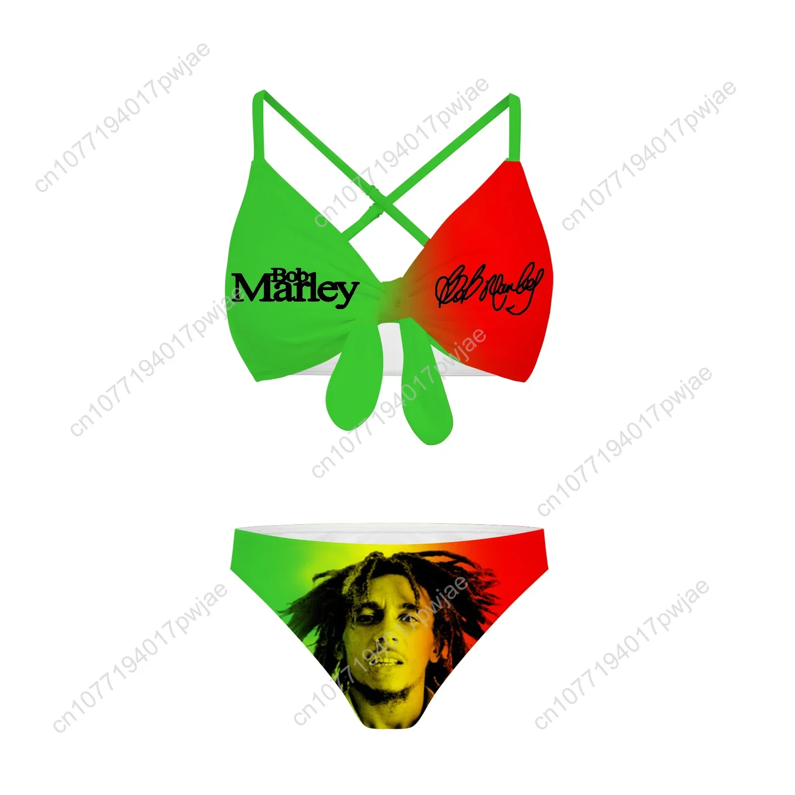 Bob Marley Jamaica Singer Bathing Suits Cross Strap Suspenders Swimsuits Womens Bikini Pool Beach Swimwear Customized Beachwear