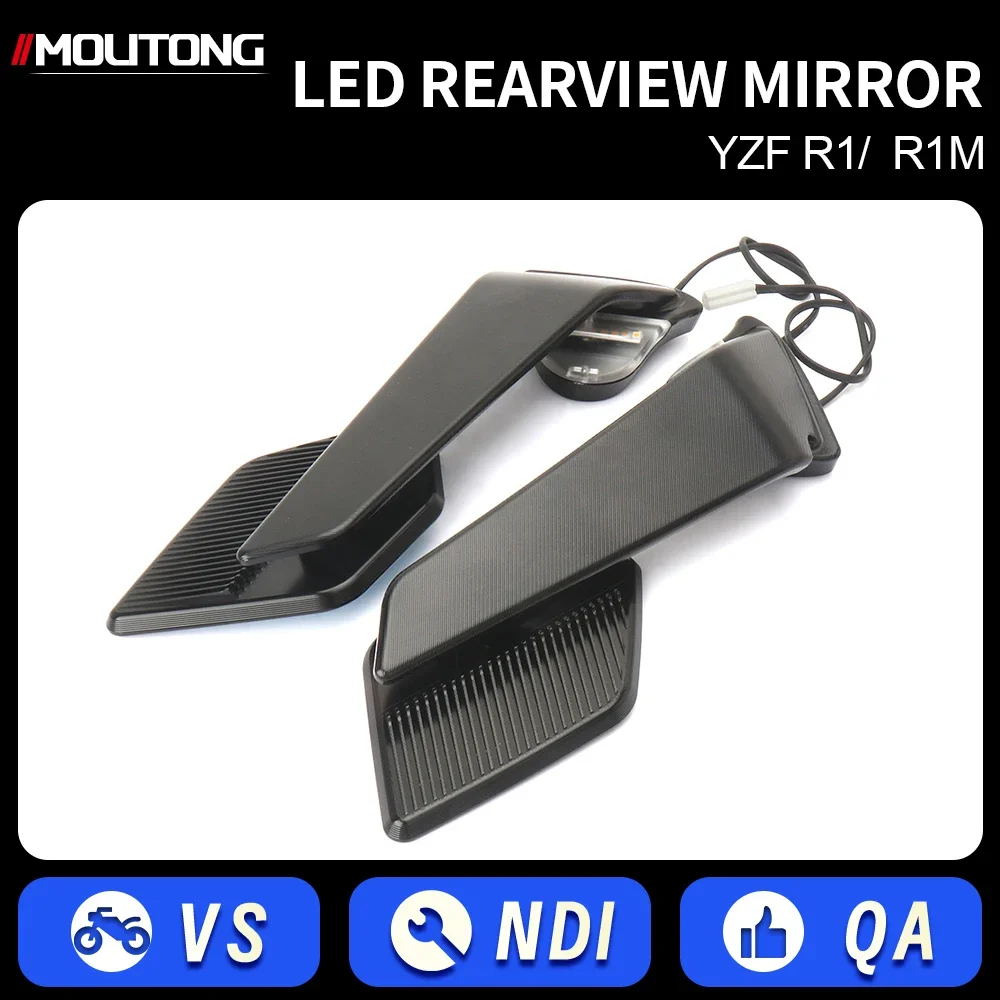 For YAMAHA YZF R1 R1M 2020-2025 NEW Motorcycle Modifications Accessories With LED Light Adjustable Swivel Wing Mirrors
