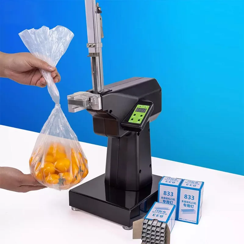 Compact Digital Control Net Bag Clipping Machine Adjustable Staple Interval Easy Operate Mesh Bag Sealing Machine