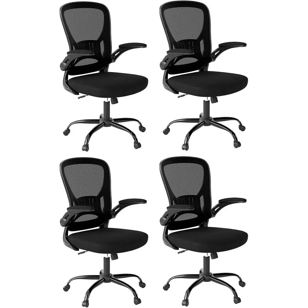 Oice Chair Set o 4, Ergonomic Home Oice Desk Chairs with lip-up Arms and Lumbar Support, Height Adjustable, Black