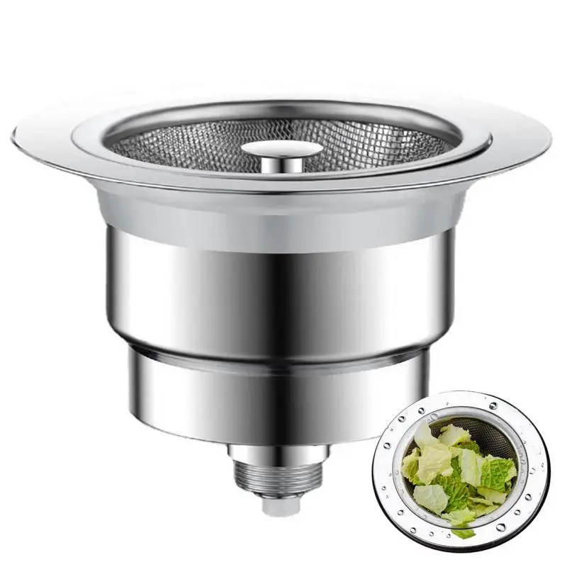 Stainless Steel Sink Filter Drain Strainer Anti-Clogging Garbage Disposal Plug Hair Stopper Wash Basin Filter For Kitchen