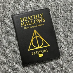 Harry Potter Anime Tema Passaporte Titular, PU Carteira De Viagem De Couro, Relíquias Da Morte, Alta Qualidade, Novo