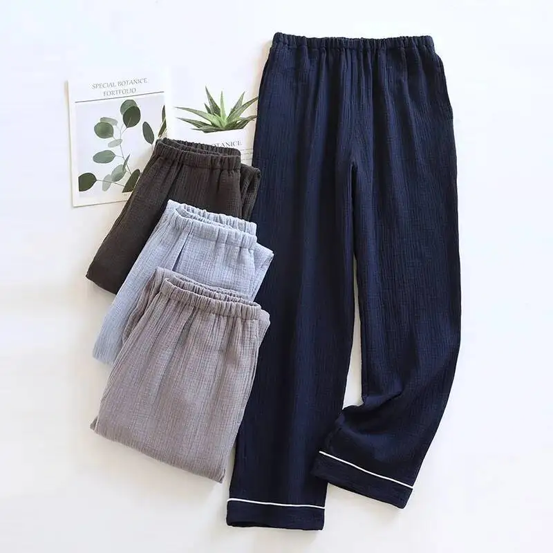 

Men's Cotton Sleeping Spring And Summer Simple Elastic Waisted Home Casual Straight Leg Pants For Homewear